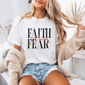 Christian T Shirt Faith Over Fear, Religious Unisex Softstyle Tee, Inspirational Christian Apparel, Christian Shirt for Men and Women,
