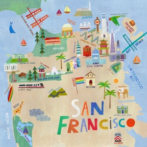 San Francisco Illustrated City Map | Giclee Art Print, San Francisco Souvenir or Gift