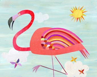 Pink Flamingo Art Print: Whimsical Nursery Wall Decor