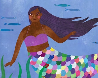 Mermaid Dreams | Ocean Fantasy Art Print for Children's Room or Nursery