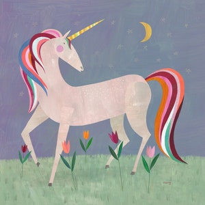 Fairytale Unicorn | Giclee Art Print for Girls Room or Boys Room or Nursery, Unicorn Gift, Fairytale Decor