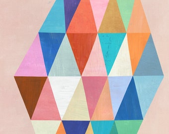 Geometric Triangle Art Print: Pastel Colors, Modern Home Decor