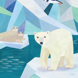 Polar Bear Pals | Giclee Art Print for Kids Featuring Arctic Animals
