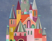 Fairytale Castle | Paper Art Print for Nursery, Girls Room or Boys Room