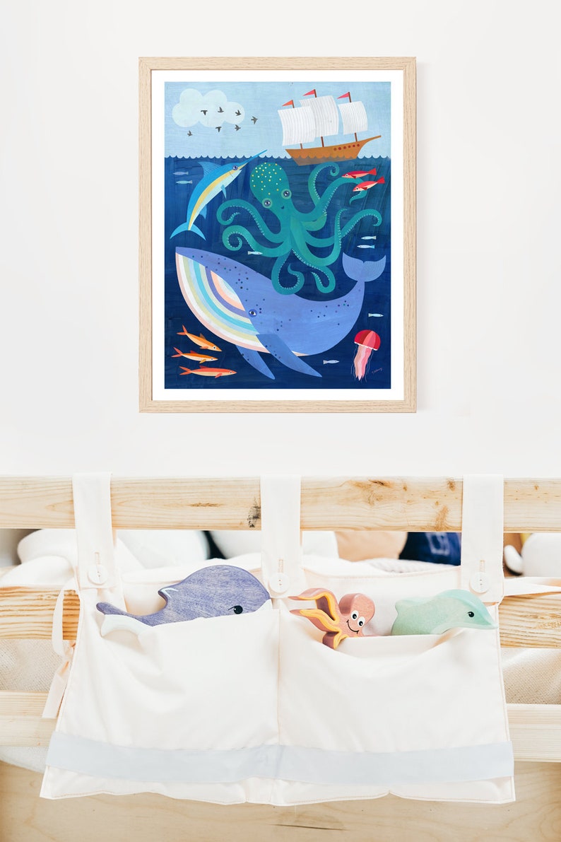 Deep Sea Adventure Giclee Art Print for Nautical Themed Kid's Room, Nursery, or Beach House image 4