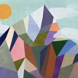 Plum Mountain | Geometric Landscape, Giclee Art Print on Paper