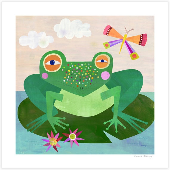 Spotted Frog Giclee Art Print, Illustration for Kids Room or