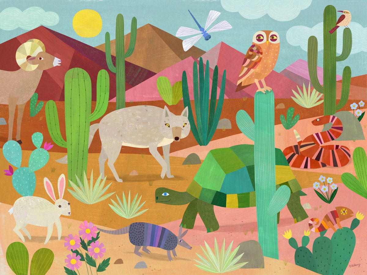 Desert Animal Friends | Paper Art Print for Child's Room or