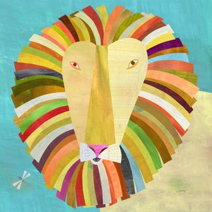 Colorful Lion | Giclee Art Print, Safari Theme for Kid's Room or Nursery, Baby Shower Gift
