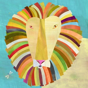 Colorful Lion | Giclee Art Print, Safari Theme for Kid&#39;s Room or Nursery, Baby Shower Gift