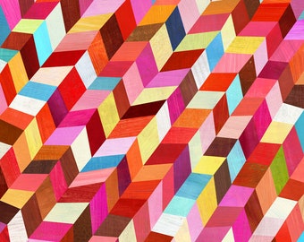Red, Red Rhombus Art Print | Geometric Red & Pink Modern Home Decor