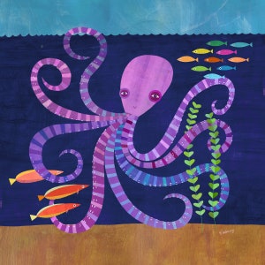 Eight Twisted Tentacles | Octopus Art Print, Ocean Illustration Series for Kids