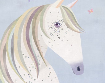 Dotted Horse | Giclee Art Print with a Neutral Palette, Girls Room or Nursery Decor, Horse Gift