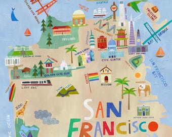 San Francisco Illustrated Map | Art Print, City Souvenir