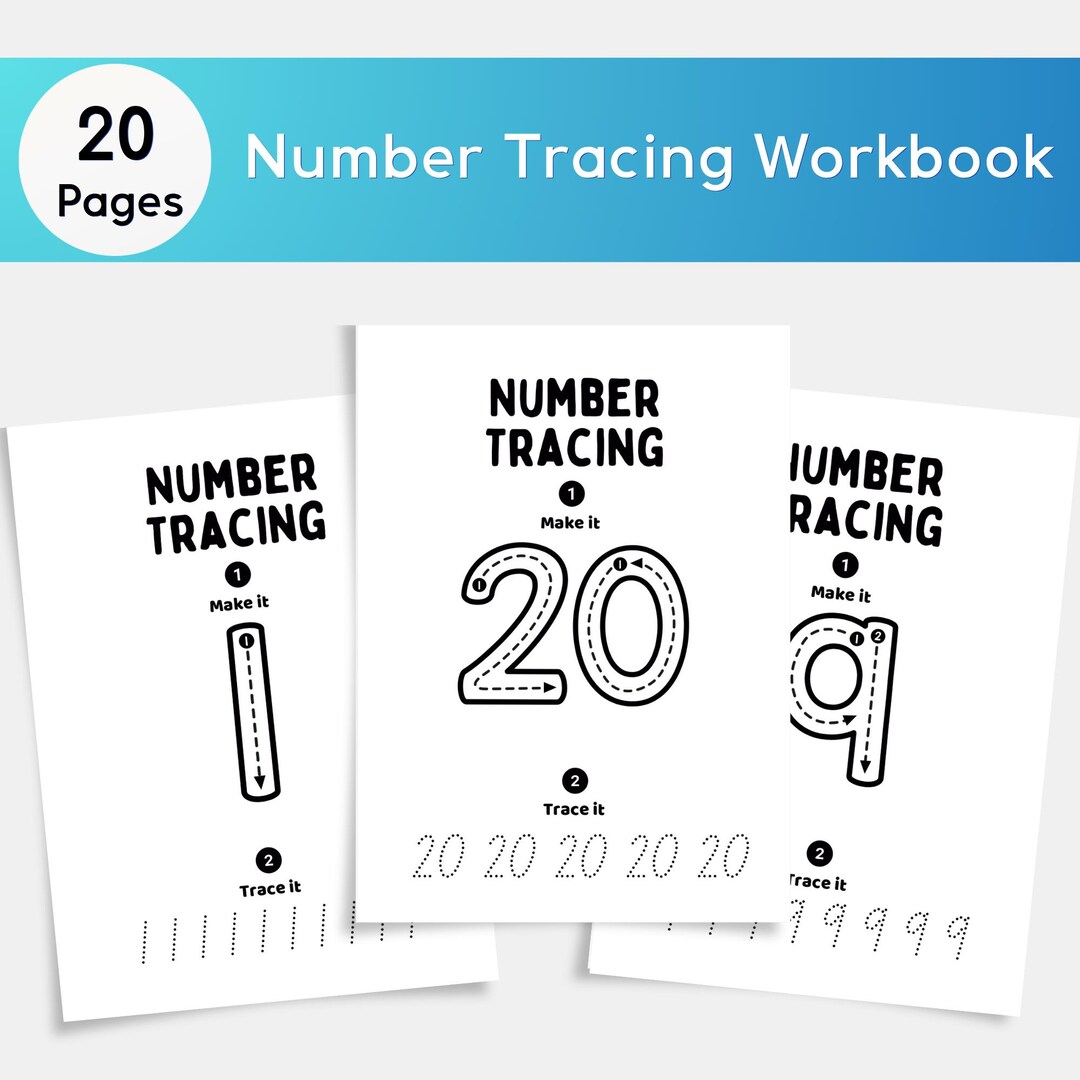 Number Tracing Workbook 1-20 – Kids Handwriting Practice (digital ...
