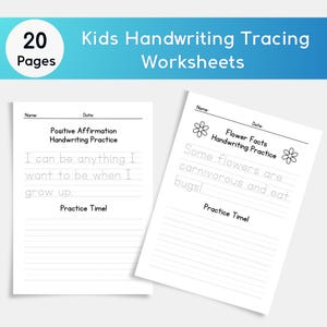 Kids Handwriting Tracing Worksheets Printable – Simple sentence writing practice for preschool & kindergarten, Fine Motor Skills Activity
