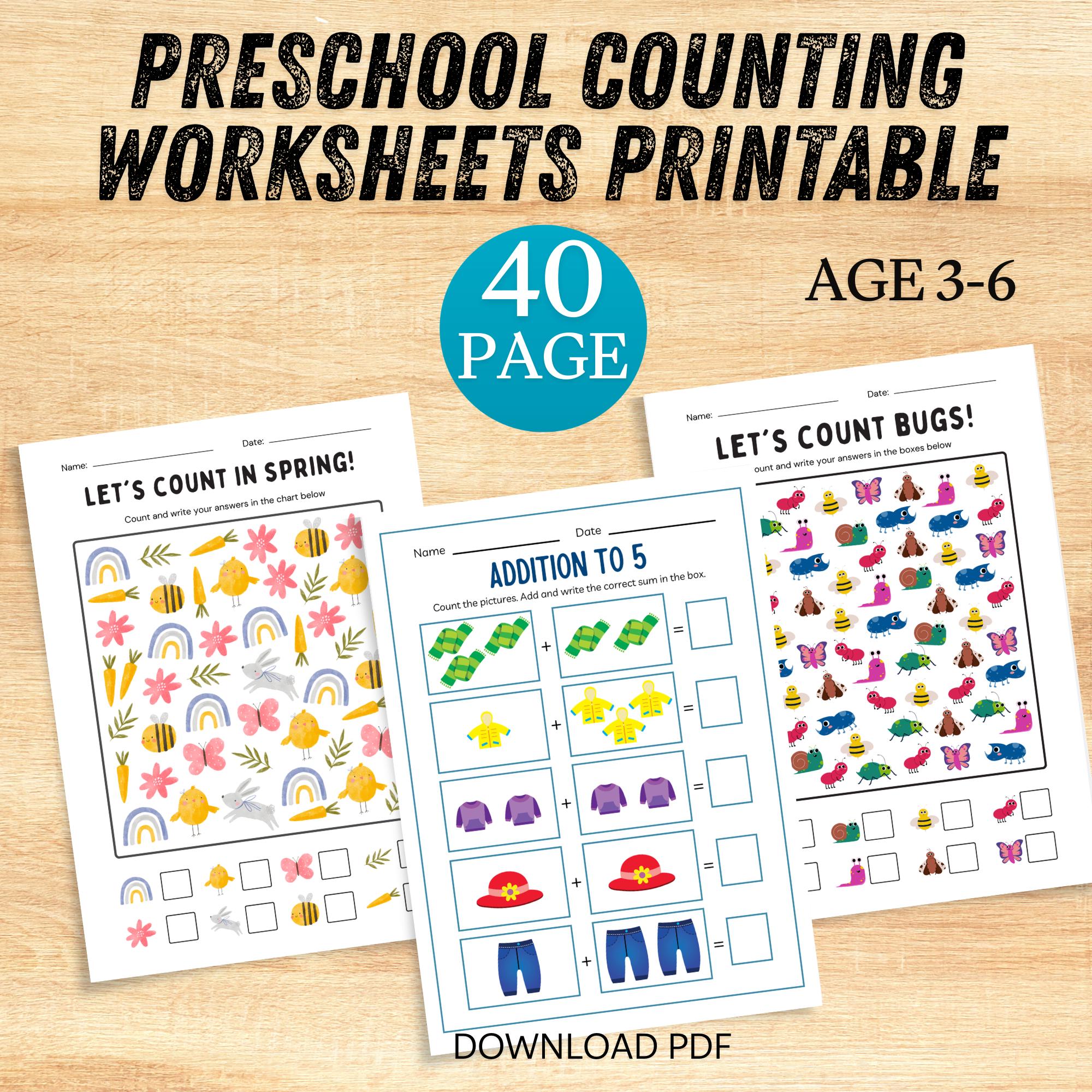 Preschool Counting Worksheets Printable , Math Activity , Kindergarten ...