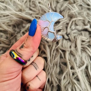 Opalite moon pendant
