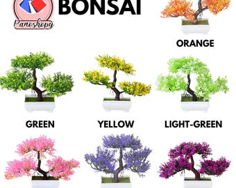 Realistische kunstmatige bonsaiboom in pot – Mini plantdecoratie voor tafel, bureau, huis, zen-tuin, cadeau – 7 kleuropties