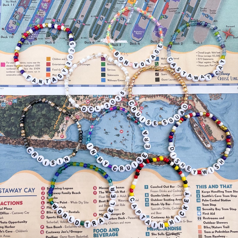 Adult Size Bulk Fish Extender Gift Friendship Bracelets – Set of 1, 5, 10, 15, or 20 | Disney Cruise Exchange Favors, Custom Sayings, 7” immagine 1
