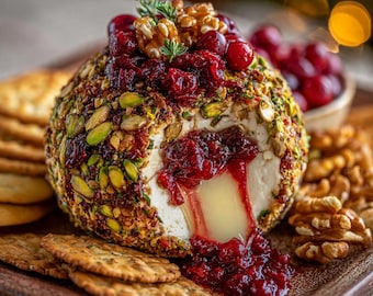 Festive Cranberry Pistachio Cheese Ball Recipe PDF | Easy Christmas Appetizer