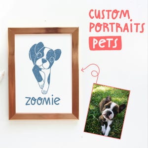 Custom Pet Portrait Drawing | Hand-Drawn Dog or Cat Illustration | Personalized Animal Art | Pet Memorial or Gift