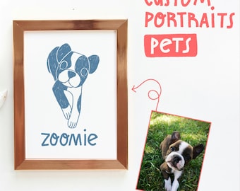 Benutzerdefinierte Haustier Zeichnung | Handgezeichnete Hunde- & Katzenkunst (Digitale Datei)