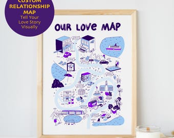 Personalized Love Story Map, Custom Valentine’s Day Gift for Couple ...