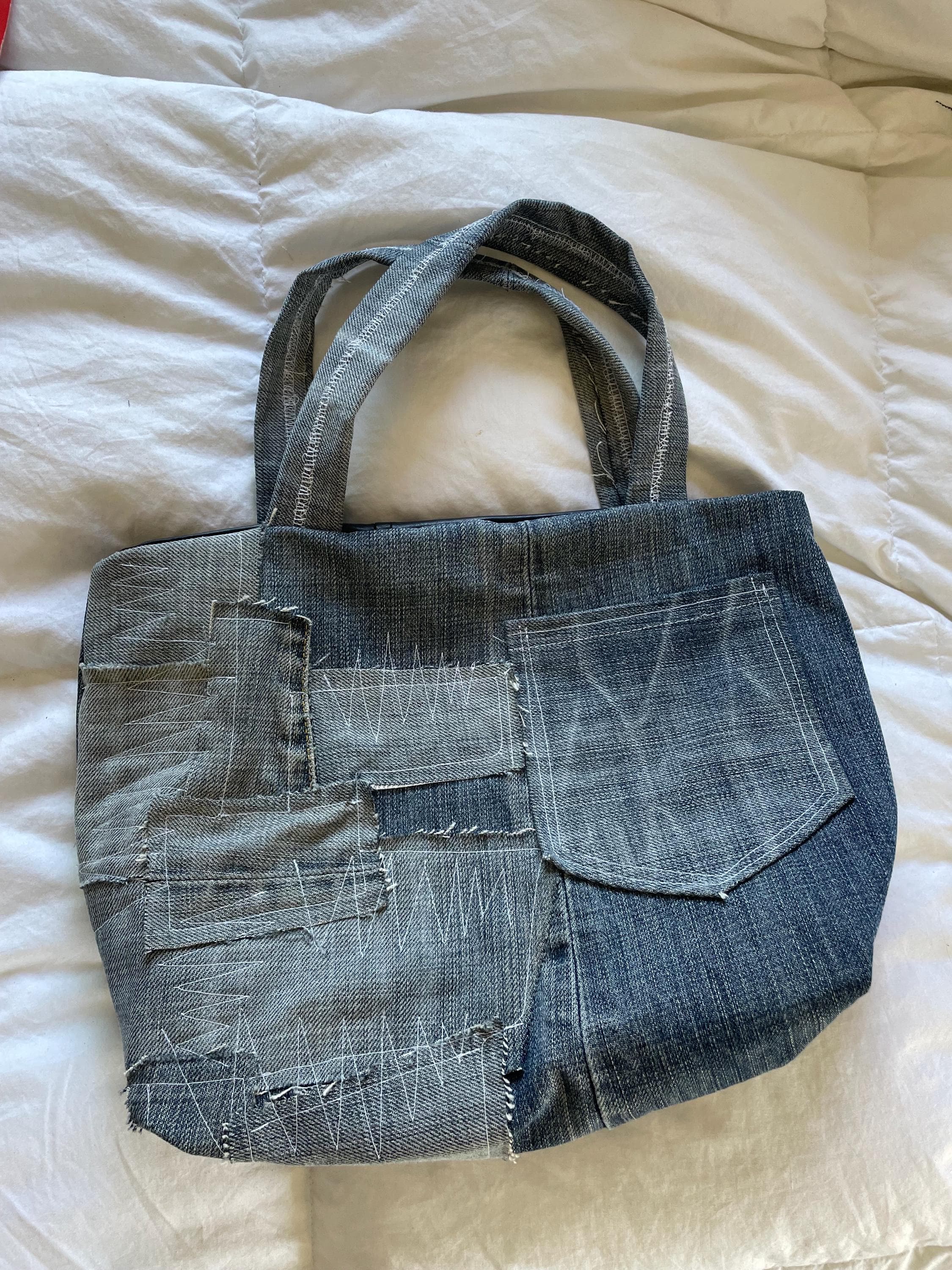 Upcycled reversible denim tote bag/purse