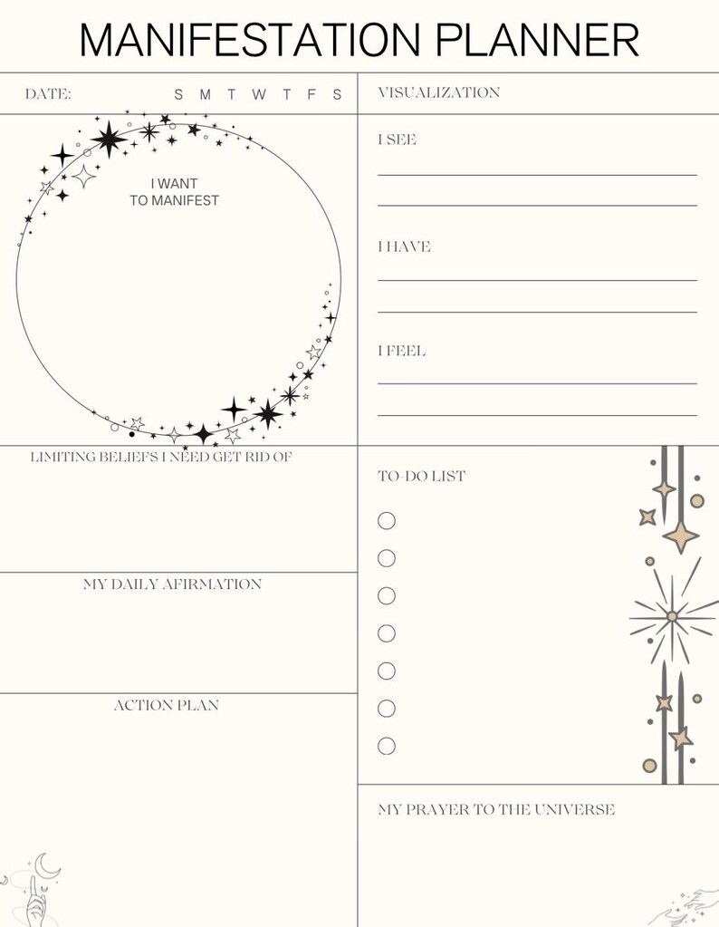 Printable Manifestation Planner: Daily Law of Attraction Journal (PDF ...