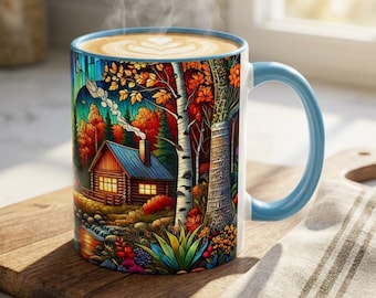 Cabin by Aurora Borealis Mug | 11oz 15oz Accent Coffee Mug