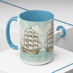 Nautical Ship Coffee Mug: Maritime Sailor Gift
