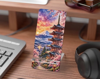 Cherry Blossom Pagoda Mobile Display Stand for Smartphones | Mount Fuji Phone Holder