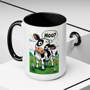 Süße Kuh Akzent Kaffeetasse - Geschenk für Tierliebhaber, Küchen Dekor, Bauernhaus Stil, lustiges Trinkgefäß, Geburtstagsgeschenk, Kuh Thema
