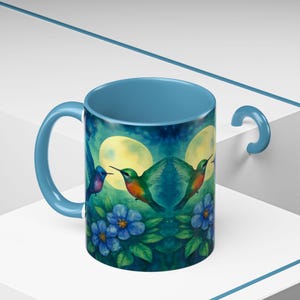 Hummingbird Accent Coffee Mug, Floral Design, Bird Lover Gift, Nature-Inspired Mug, Unique Kitchen Decor, Perfect for All Occasions