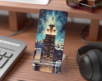 Starry Night Cityscape Mobile Display Stand for Smartphones | Empire State Tower