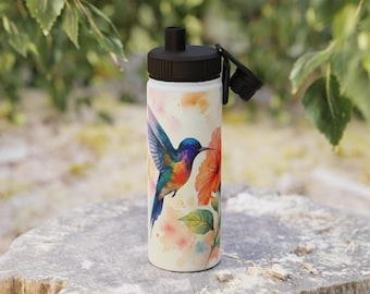 Floral Bird Stainless Steel Water Bottle: Vibrant Insulated Sports Bottle