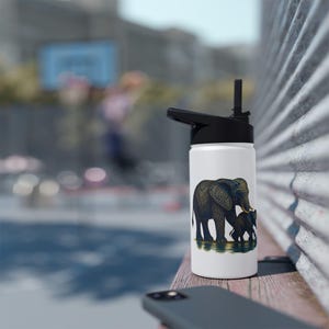 Elephant Family Stainless Steel Water Bottle, Eco-Friendly Travel Mug, Gift for Animal Lovers, Summer Hydration, Camping Accessories