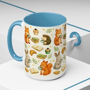 Cozy Woodland Animal Coffee Mug, Cute Fox Hedgehog Bunny Squirrel Cup, Tea Lovers Gift, Nature Lover, Fall Decor, Birthday, Holiday