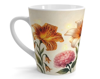 Vintage Floral Latte Mug - 12oz Coffee & Tea Cup