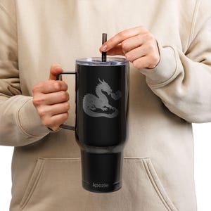 Custom Fire Dragon Engraved 40oz Insulated Tumbler | Unique Drinkware for Outdoor Adventures, Gifts for Him/Her, Sports, Travel, Parties