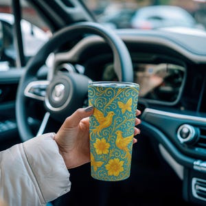 Vibrant Floral Tumbler | 20oz Custom Drinkware, Eco-Friendly Travel Mug, Gift for Her, Butterflies Design, Summer Vibes, Outdoor Enthusiast
