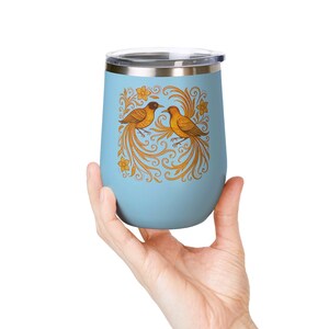 Beautiful Charming Bird Themed Wine Tumbler, Ideal Gift for Nature Lovers, Weddings, and Celebrations | Personalized Drinkware Solution