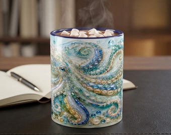 Caneca com estampa de mosaico de polvo azul | Caneca decorativa para café