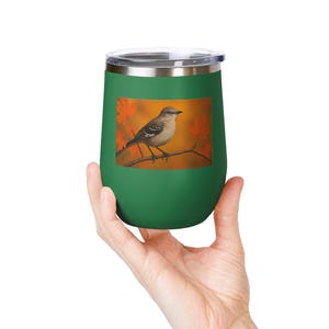Autumn Bird Wine Tumbler, 12oz, Cozy Drinkware for Nature Lovers, Fall Gift, Outdoor Entertaining, Home Decor, Thanksgiving