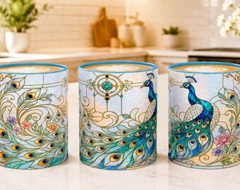 Peacock Art Illustration Accent Mug | Decorative Peacock Coffee Cup