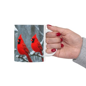 Winter Cardinal Mug - 11oz/15oz | Perfect Gift for Bird Lovers, Holiday Decor, Cozy Beverages, Christmas, Nature Enthusiasts