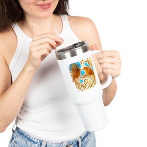 Colorful Insulated Travel Mug | 40oz Tumbler for Hot & Cold Drinks, Perfect for Outdoor Adventures, Bird Lovers, Gifts for Her