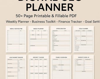 Digital CEO Planner | 50+ Page Printable & Fillable PDF | Business Planner for Entrepreneurs | Productivity, Goals, Strategy