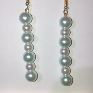Elegant Pastel Blue Pearl Earrings Handmade Minimalist Jewelry Gift for Women and Girls